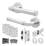 Santana Polished Chrome Lever on Rose Door Handle Kit - Heavy Duty FD30/60 - DIN Euro Sashlock and Thumbturn Cylinder - Keyed to Differ - tradefit - 1
