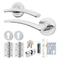 Euroda-Plus Polished Chrome Lever on Rose Door Handle Pack - Euro Lock & Cylinder