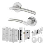 Bosa Duo Style Polished Chrome / Satin Nickel Lever on Rose Door Handle Kit - 80mm Euro Sashlock and Thumbturn Cylinder - Keyed Alike - tradefit - 1