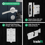 Bosa Duo Style Polished Chrome / Satin Nickel Lever on Rose Door Handle Kit - 80mm Euro Sashlock and Thumbturn Cylinder - Keyed to Differ - tradefit - 5