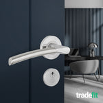 Bosa Duo Style Polished Chrome / Satin Nickel Lever on Rose Door Handle Kit - 80mm Euro Sashlock and Thumbturn Cylinder - Keyed Alike - tradefit - 6