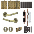 Santana Antique Brass Lever on Rose Door Handle Kit - Heavy Duty FD30/60 - DIN Euro Sashlock and Double Cylinder - Keyed Alike