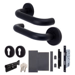 Emergency Escape Lock Kit Door HMO Square DIN Lock - Cylinder & Turn - Matt Black - 60mm Backset/ 90mm Case - tradefit - 1