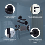 Emergency Escape Lock Kit Door HMO Square DIN Lock - Cylinder & Turn - Matt Black - 60mm Backset/ 90mm Case - tradefit - 3