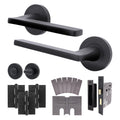 Euroda Black Lever on Rose Fire Door Handle Pack - Bathroom - FD30/60