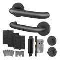 Return to Door Lever on Rose Matt Black Door Handle Kit - Medium Duty FD30/60 - 80mm Bathroom Lock