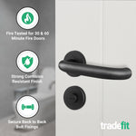 Return to Door Lever on Rose Matt Black Door Handle Kit - Medium Duty FD30/60 - 80mm Bathroom Lock - tradefit - 5