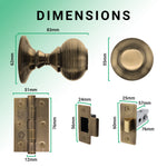 Beehive Antique Brass Mortice Door Knob Kit - 76mm Latch - tradefit - 3