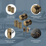 Beehive Antique Brass Mortice Door Knob Kit - 76mm Latch - tradefit - 4