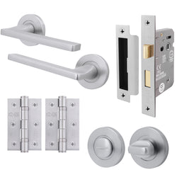 Euroda Satin Chrome Lever on Rose Door Handle Pack - Bathroom