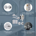 Euroda Satin Chrome Lever on Rose Door Handle Pack - Bathroom - tradefit - 3