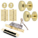 Martil Satin Brass Mortice Door Knob Kit - 80mm Sashlock - tradefit - 1