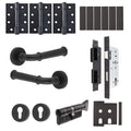 Claro Matt Black Lever on Rose Door Handle Kit - Heavy Duty FD30/60 - DIN Euro Sashlock and Thumbturn Cylinder - Keyed to Differ