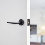 Euroda Black Lever on Rose Door Handle Pack - Latch - 6