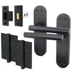 Olbia Matt Black Lever Door Handle Pack – 76mm Latch - tradefit - 1
