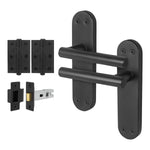 Olbia Matt Black Lever on Backplate Door Handle Pack – 64mm Latch - tradefit - 1