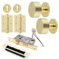 Tangier Satin Brass Mortice Door Knob Kit - 80mm Sashlock