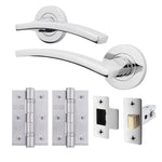Euroda - Plus Polished Chrome Lever on Rose Door Handle Pack - Latch - tradefit - 1