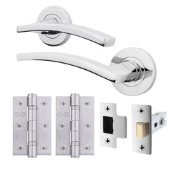 Euroda - Plus Polished Chrome Lever on Rose Door Handle Pack - Latch - tradefit