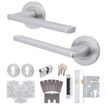 Euroda Satin Chrome Lever on Rose Fire Door Handle Pack - Euro Lock & Cylinder - FD30/60 - 1
