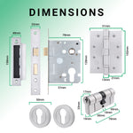 Euroda - Plus Satin Chrome Lever on Rose Fire Door Handle Pack - Euro Lock & Cylinder - FD30/60 - tradefit - 5