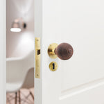 Beehive Rosewood/Brass Mortice/Rim Door Knob Kit - 80mm Sashlock - tradefit - 5