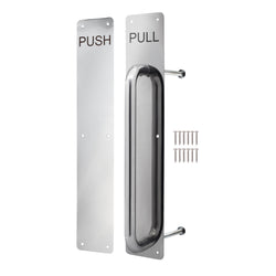 Architectural Pull Handle On Plate & Push Plate Kit - 475 x 75mm - Polished Stainless Steel - tradefit