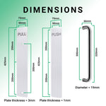 Architectural Pull Handle On Plate & Push Plate Kit - 475 x 75mm - Polished Stainless Steel - tradefit - 4
