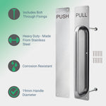 Architectural Pull Handle On Plate & Push Plate Kit - 475 x 75mm - Polished Stainless Steel - tradefit - 2