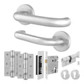 Return to Door Lever on Rose Stainless Steel Handle Kit - Medium Duty - 80mm Euro Lock and Thumbturn Cylinder - Keyed to Differ