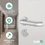 Return to Door Lever on Rose Stainless Steel Door Handle Kit - Medium Duty - 80mm Euro Sashlock and Thumbturn Cylinder - Keyed Alike - tradefit - 4