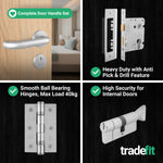 Return to Door Lever on Rose Stainless Steel Door Handle Kit - Medium Duty - 80mm Euro Lock and Thumbturn Cylinder - Master Keyed - tradefit - 5