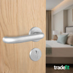 Return to Door Lever on Rose Stainless Steel Handle Kit - Medium Duty FD30/60 - 80mm Euro Lock and Double Cylinder - Keyed Alike - tradefit - 7