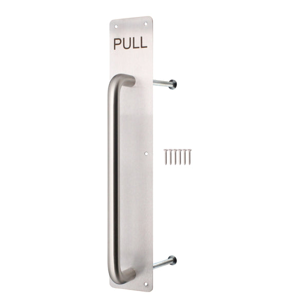 Architectural Pull Handle On Plate - Engraved Pull - 475 x 75mm - Satin Stainless Steel - tradefit - Featured Image