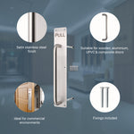 Architectural Pull Handle On Plate - Engraved Pull - 475 x 75mm - Satin Stainless Steel - tradefit - 3