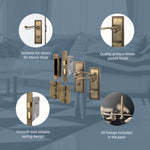 Georgian Rope Edge Scroll Antique Brass Door Handle Pack - 80mm Sashlock - tradefit - 4