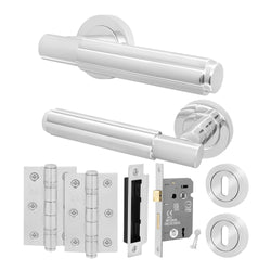 Flores Polished Chrome Lever on Rose Door Handle Kit - Sashlock - tradefit