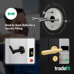 Flores Satin Brass Lever on Rose Door Handle Kit - Medium Duty FD30/60 - 80mm Euro Sashlock and Double Cylinder - Keyed Alike - tradefit - 3