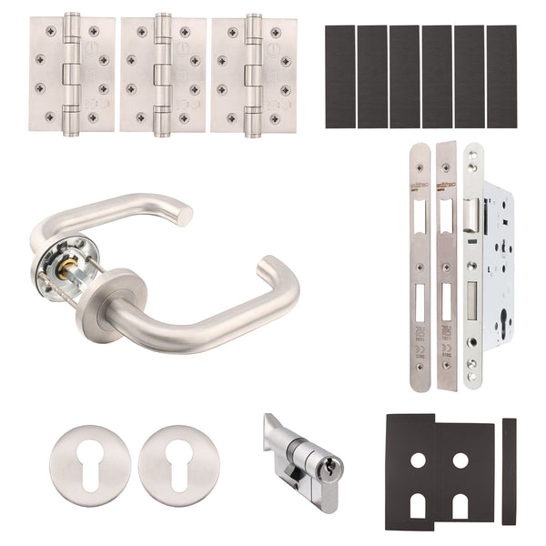 Fire Door Kit - Locking Door - Heavy Duty - Cylinder & Turn Master Keyed - Satin Stainless Steel - tradefit - Featured Image