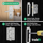 Satin Aluminium Contract Lever Bathroom Handle Kit - 80mm Latch - 5