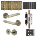 Moreno Antique Brass Lever on Rose Door Handle Kit - Heavy Duty FD30/60 - DIN Bathroom Lock