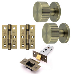 Nador Antique Brass Mortice Door Knob Kit - 76mm Latch - tradefit