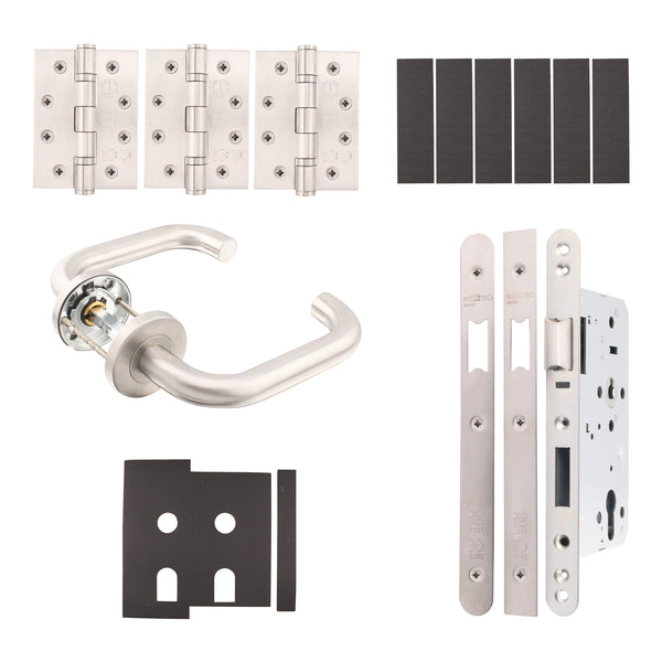 Fire Door Kit - Latch Kit - Heavy Duty - Satin Stainless Steel - tradefit - Featured Image