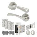 Nola Satin Nickel Door Handle Euro Lock Kit - Fire Rated FD30/60 - 78mm Euro Lock and Turn Cylinder - Keyed to Differ