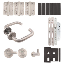 Fire Door Kit - Toilet Cubicle - Severe Duty - Satin Stainless Steel - tradefit