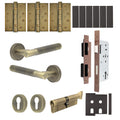 Aurora Antique Brass Lever on Rose Door Handle Kit - Heavy Duty FD30/60 - DIN Euro Sashlock and Thumbturn Cylinder - Keyed Alike