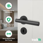 Vigo Lever on Rose Matt Black Door Handle Kit - Medium Duty - 80mm Sashlock - tradefit - 4