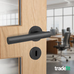 Vigo Lever on Rose Matt Black Door Handle Kit - Medium Duty - 64mm Sashlock - tradefit - 6