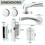 Nola Polished Chrome Lever on Rose Door Handle Pack - 80mm Sashlock - tradefit - 2