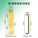 Architectural Pull Handle On Plate - Engraved Pull - 475 x 75mm - PVD Polished Brass - tradefit - 4
